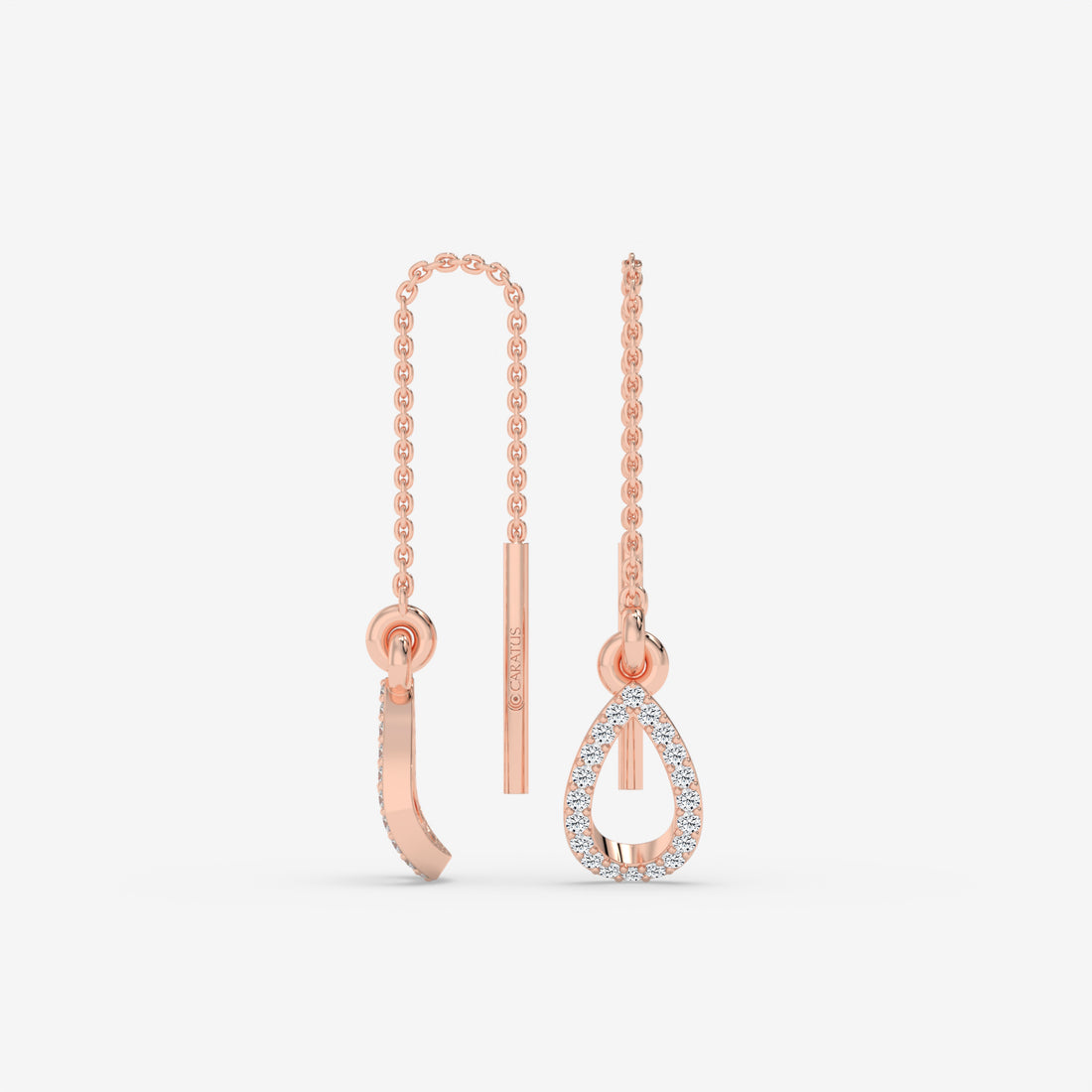 Diamond Drop Rose Gold Earrings in Pear Shape