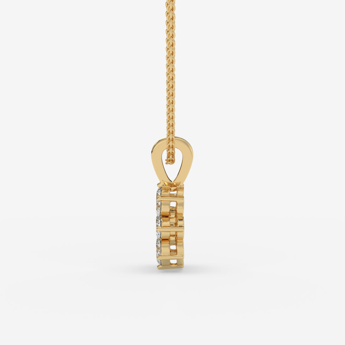 Round Diamond Flower Pendant Yellow Gold Necklace
