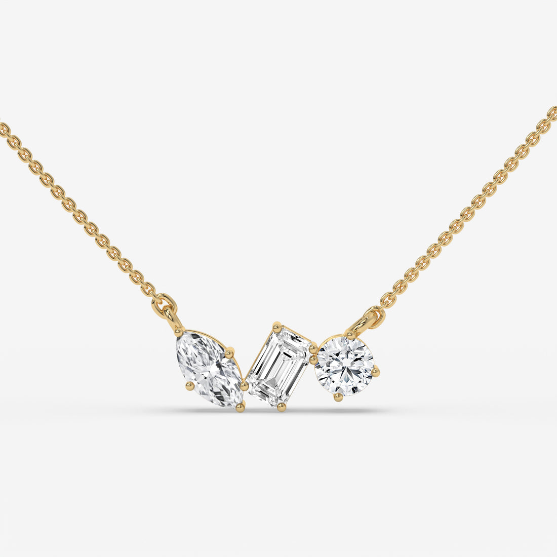 Three-Diamond Pendant Necklace in White Gold