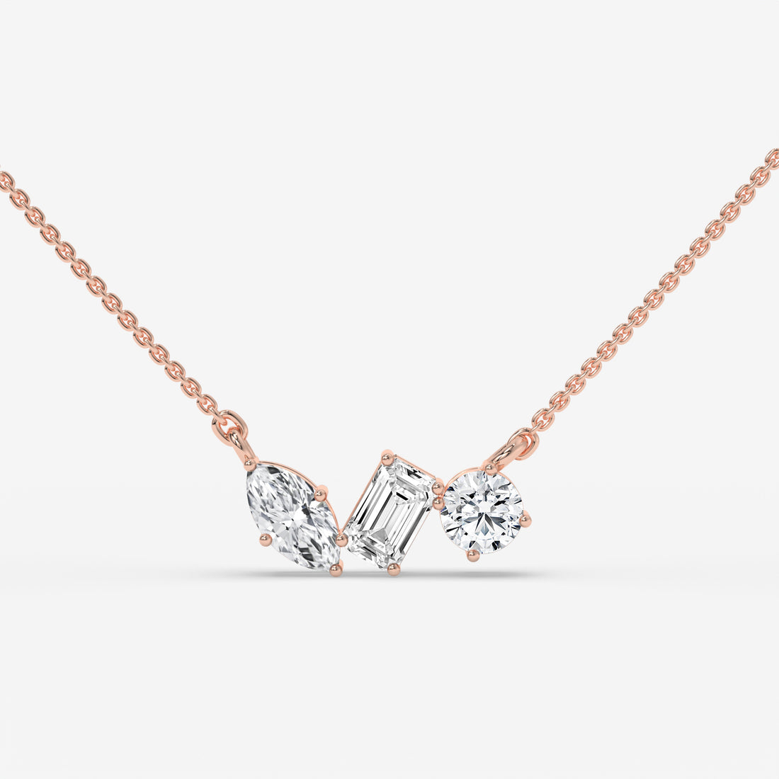 Three-Diamond Pendant Necklace in White Gold