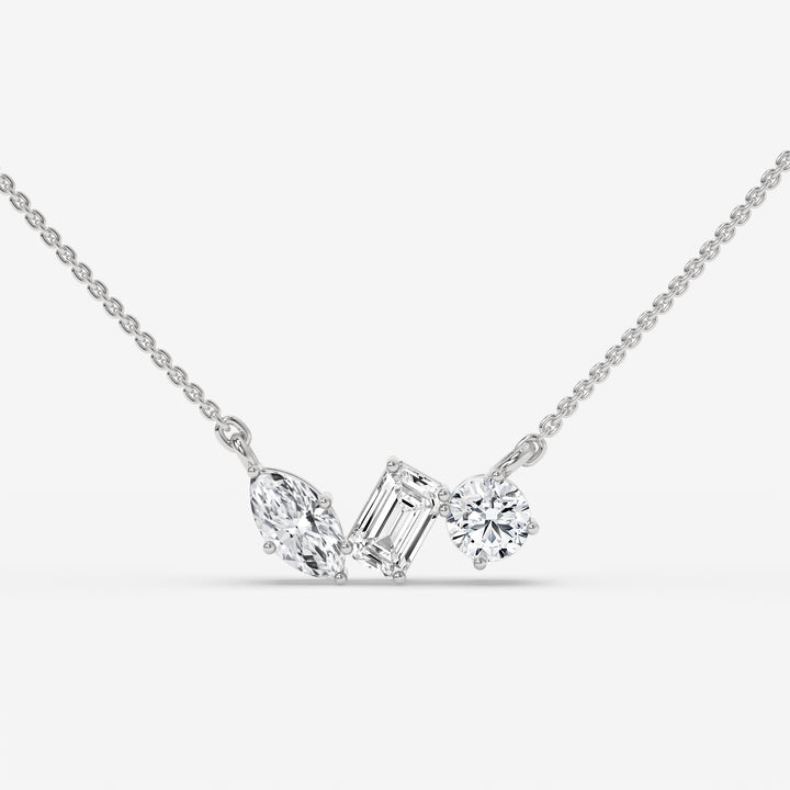 Three-Diamond Pendant Necklace in White Gold
