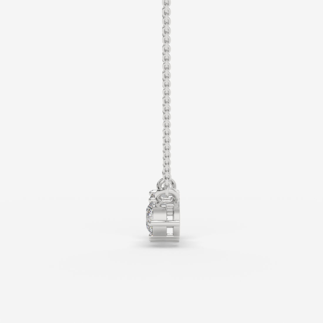 Three-Diamond Pendant Necklace in White Gold