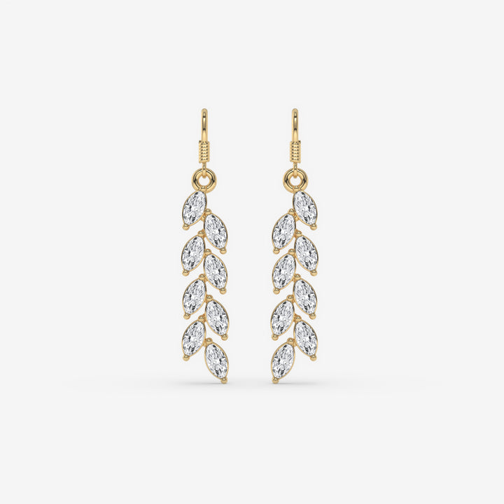 White Gold Drop Earrings with Cascading Marquise Diamonds