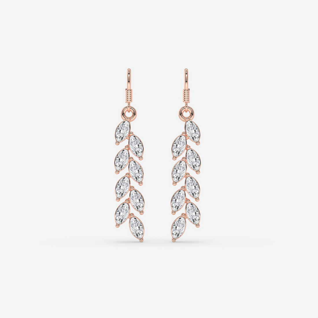 Rose Gold Drop Earrings with Cascading Marquise Diamonds