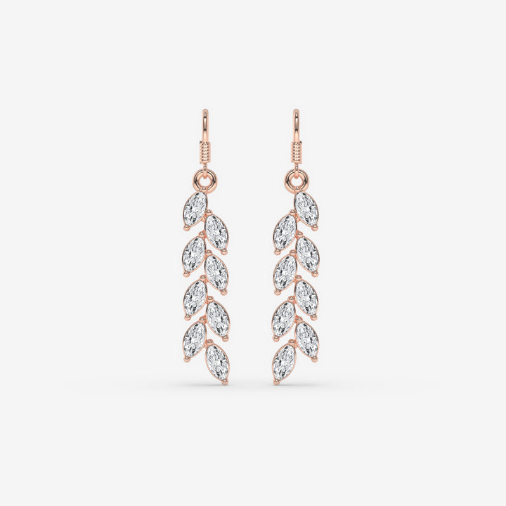 Rose Gold Drop Earrings with Cascading Marquise Diamonds