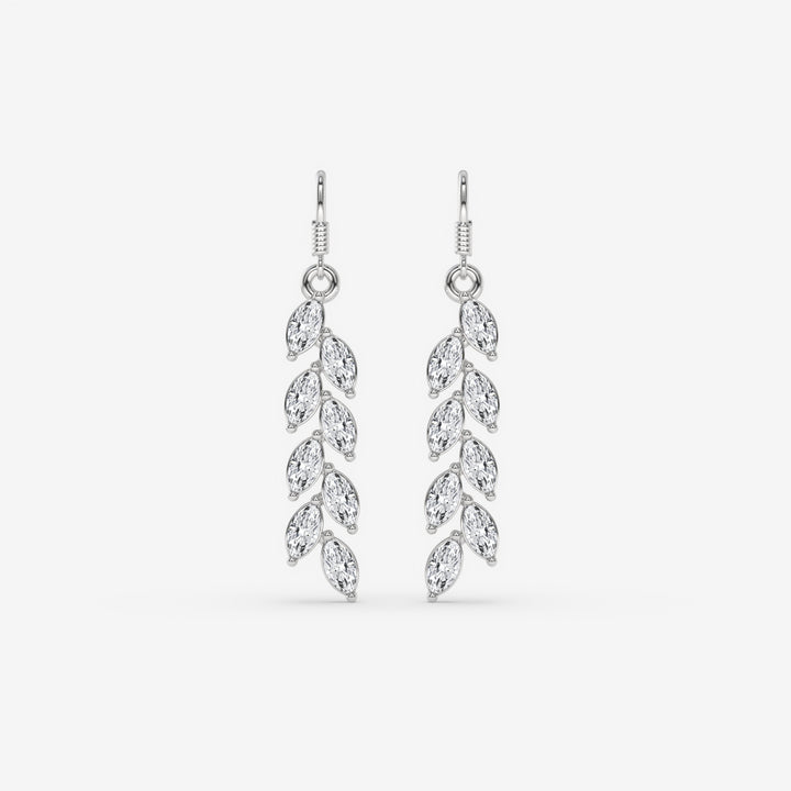 White Gold Drop Earrings with Cascading Marquise Diamonds