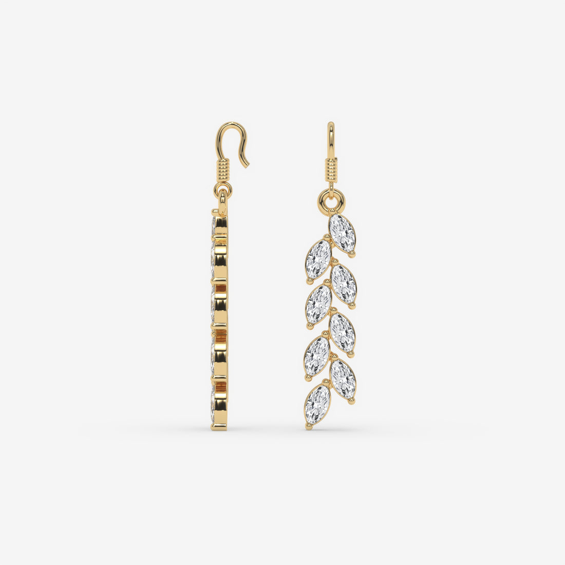 Rose Gold Drop Earrings with Cascading Marquise Diamonds