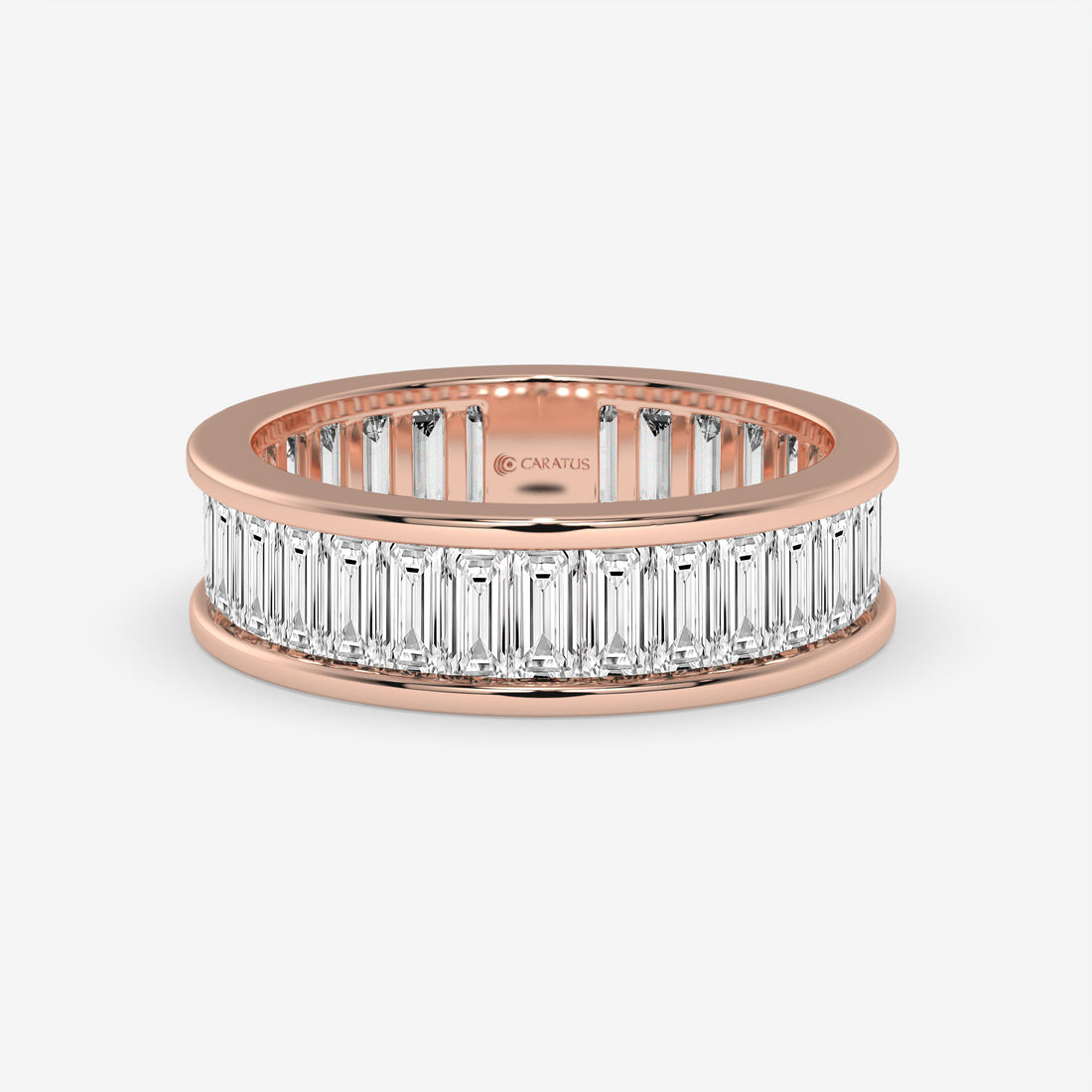 Baguette-Cut 4.20 CT Rose Gold Diamond Eternity Engagement Ring
