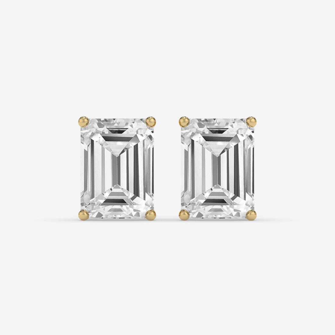 Rose Gold Emerald-Cut Diamond Stud Earrings