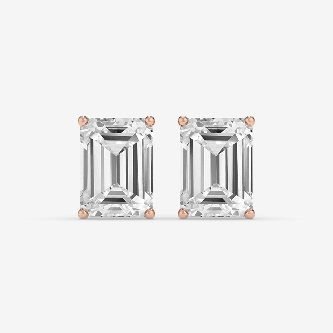 Yellow Gold Emerald-Cut Diamond Stud Earrings