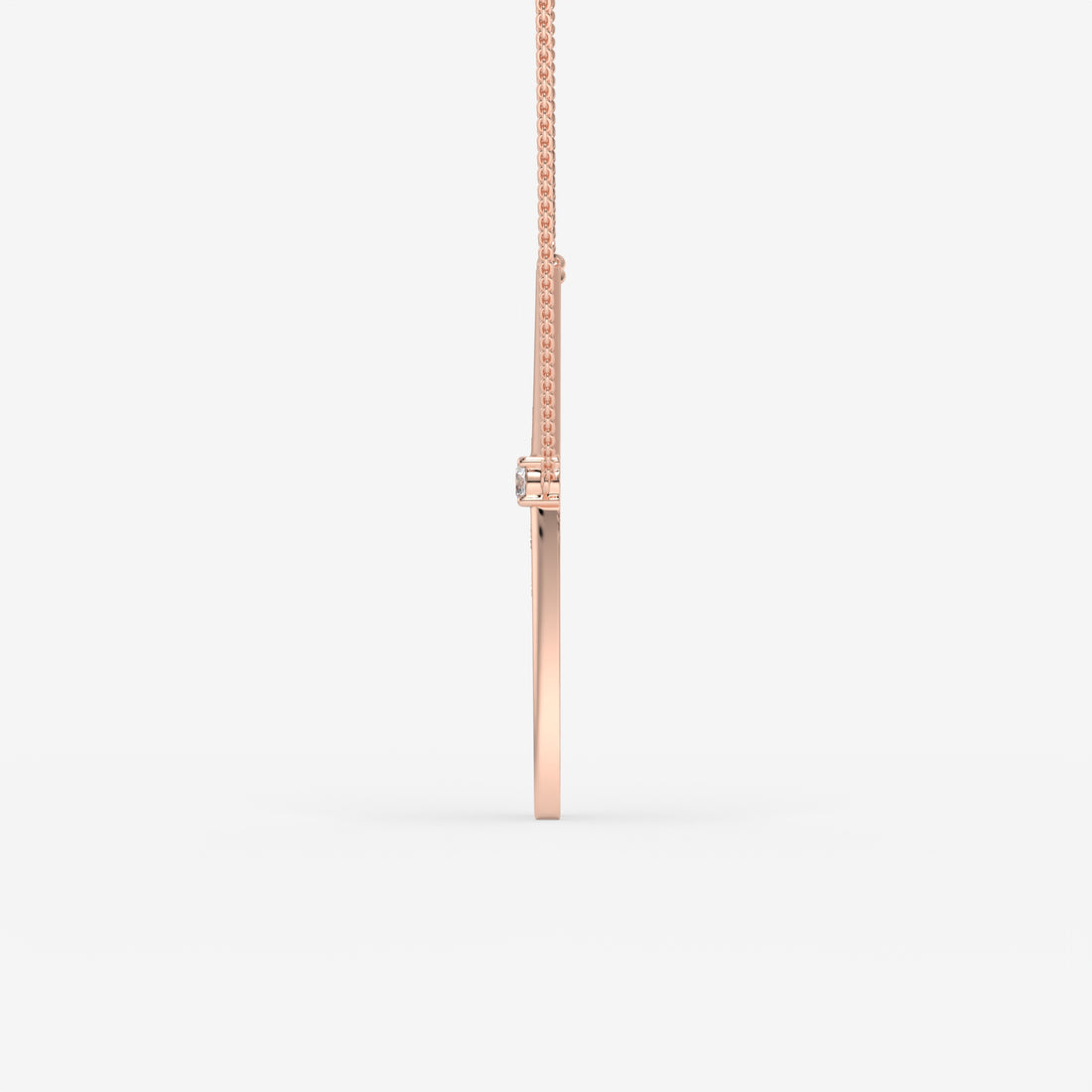 14K Yellow Gold Round Diamond V-Shape Pendant Necklace