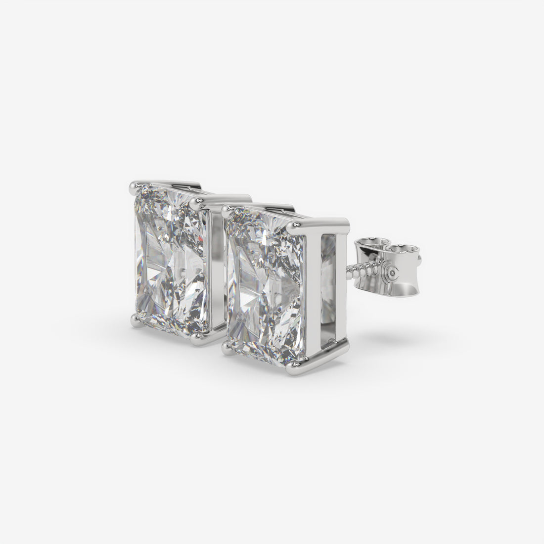 Yellow Gold Emerald-Cut Diamond Stud Earrings