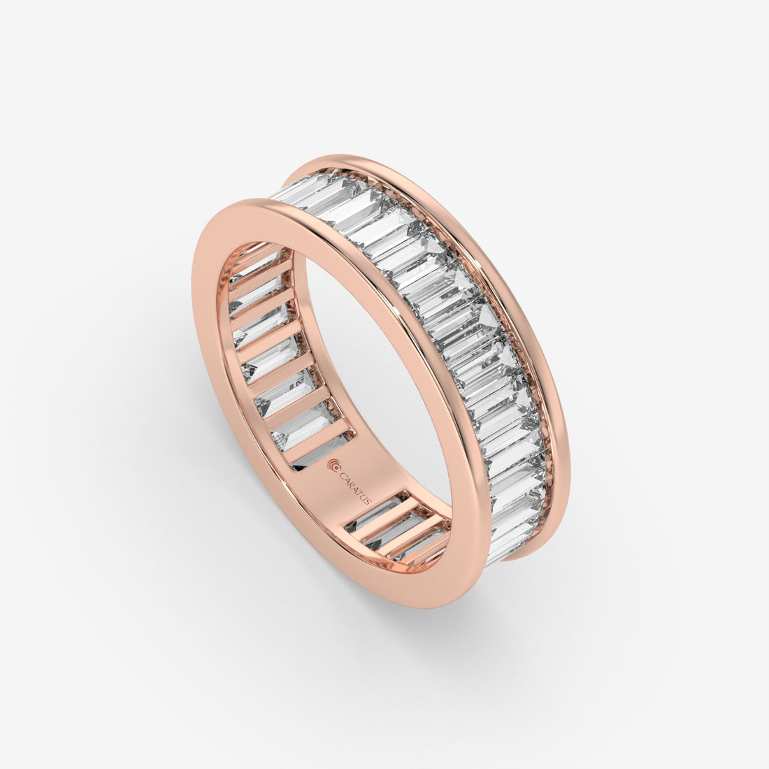 Baguette-Cut 4.20 CT Rose Gold Diamond Eternity Engagement Ring