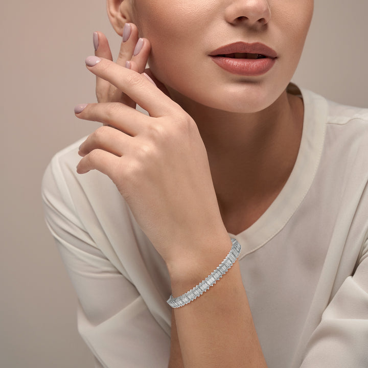 6.44 Carat Round Diamond Tennis Bracelet in White Gold