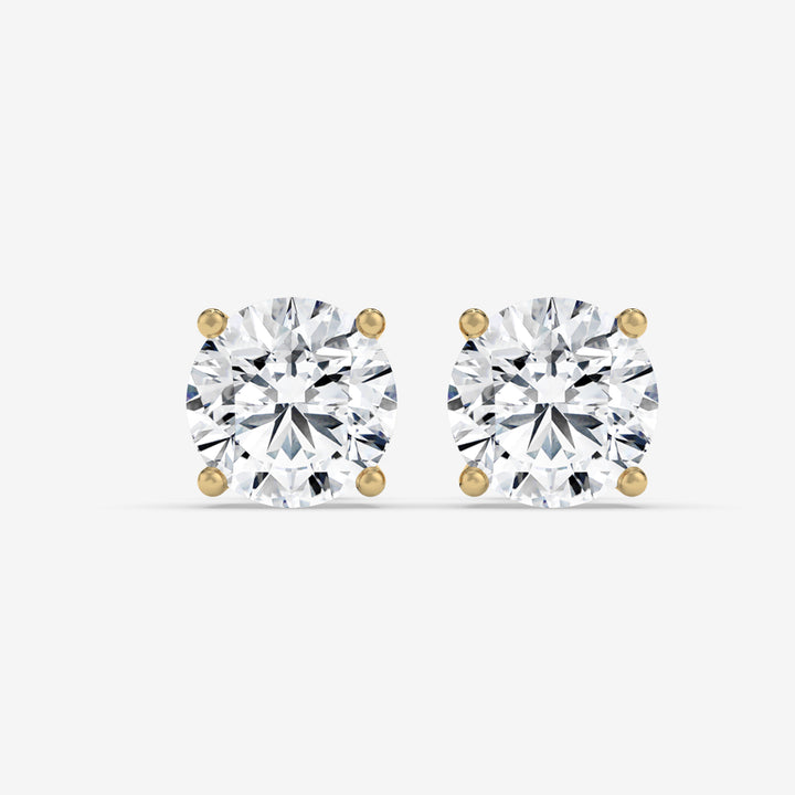 Classic Round Diamond Stud Earrings in 14K Yellow Gold