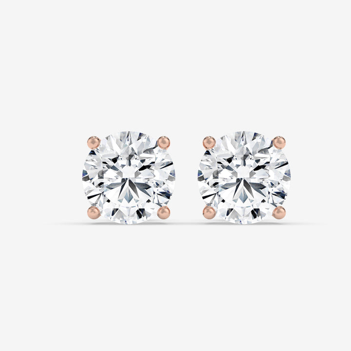 Classic Round Diamond Stud Earrings in 14K Rose Gold