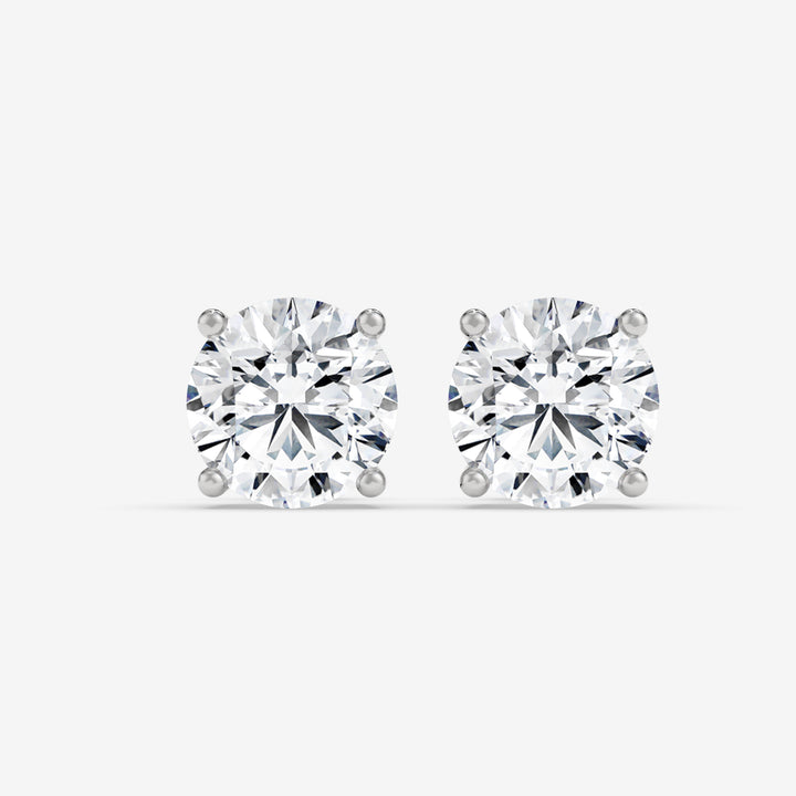Classic Round Diamond Stud Earrings in 14K White Gold