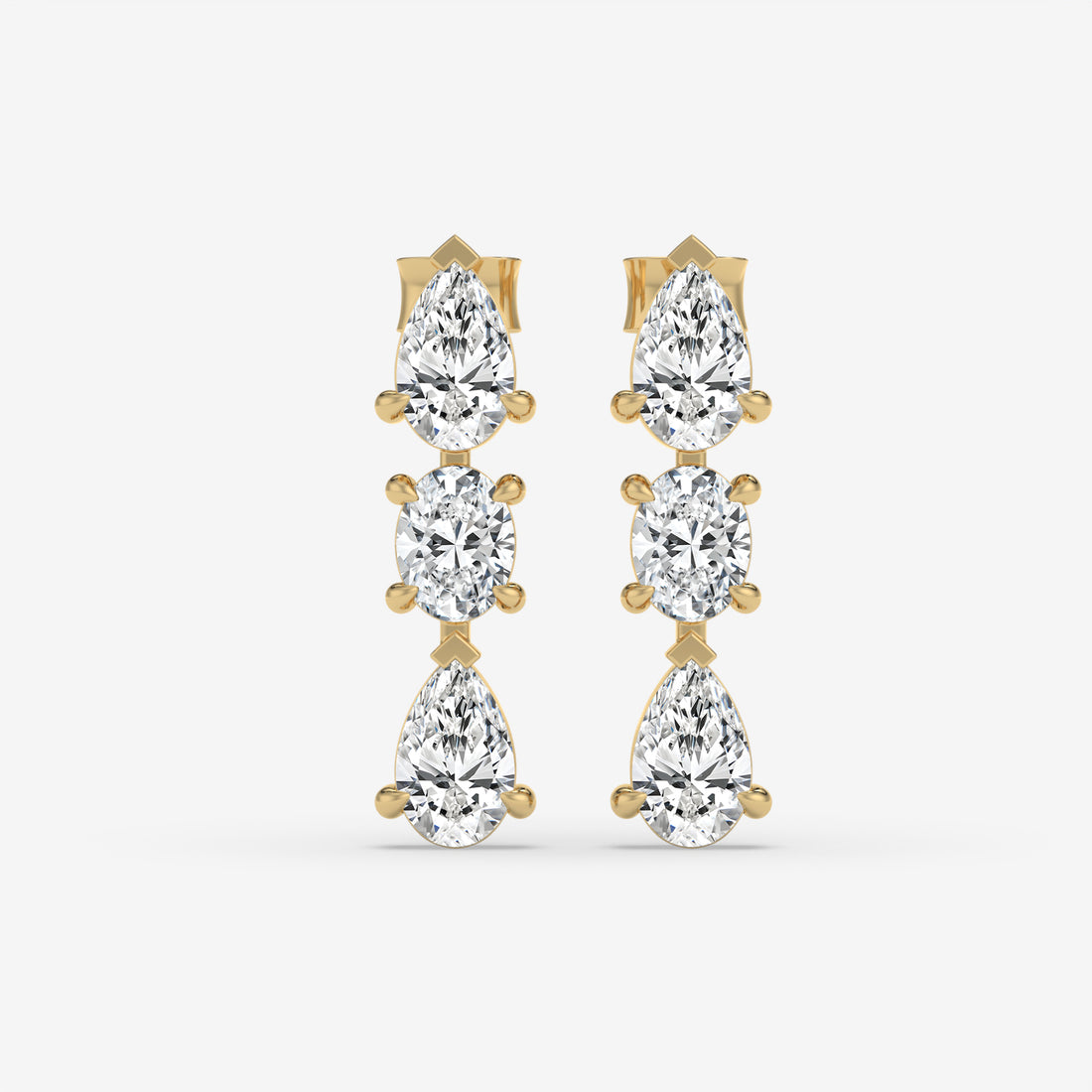 Pear and Oval Diamond Cluster Rose Gold Earrings