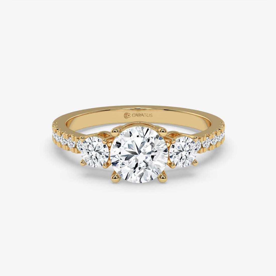 1.48 CT Round Diamond Three-Stone Rose Gold Engagement Ring