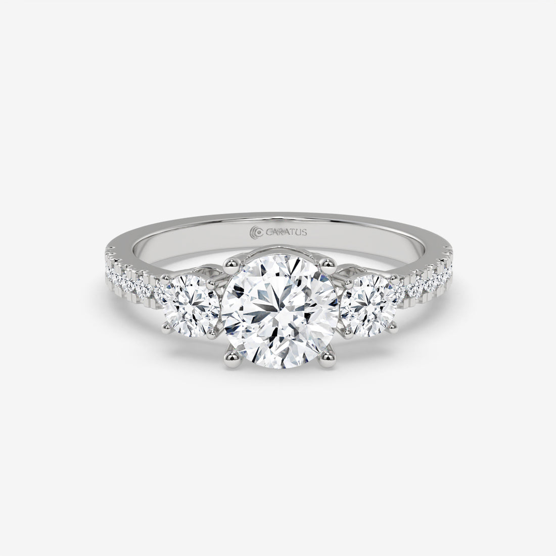 1.48 CT Round Diamond Three-Stone Rose Gold Engagement Ring