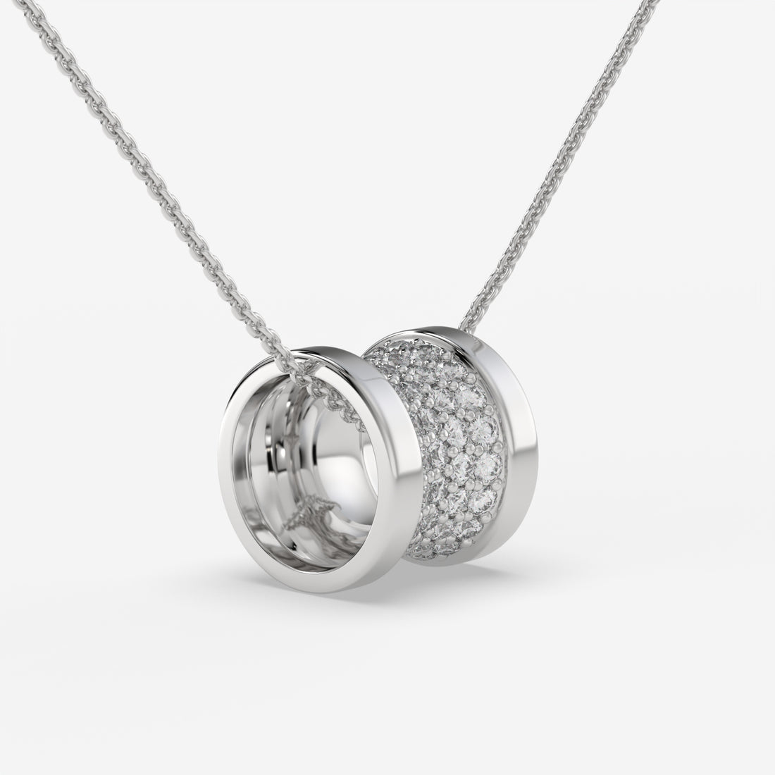 White Gold Roll It Diamond Necklace