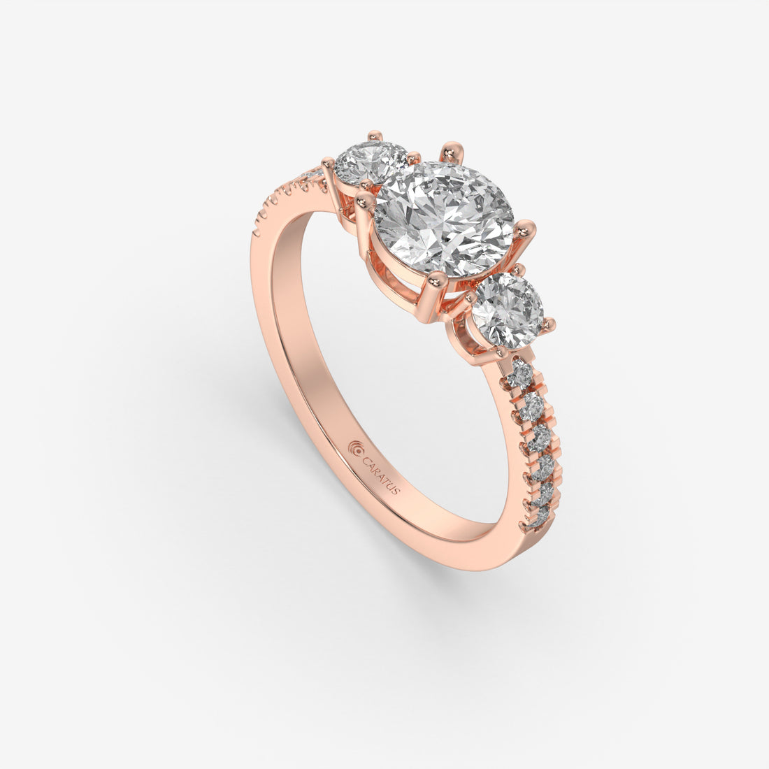 1.48 CT Round Diamond Three-Stone Rose Gold Engagement Ring