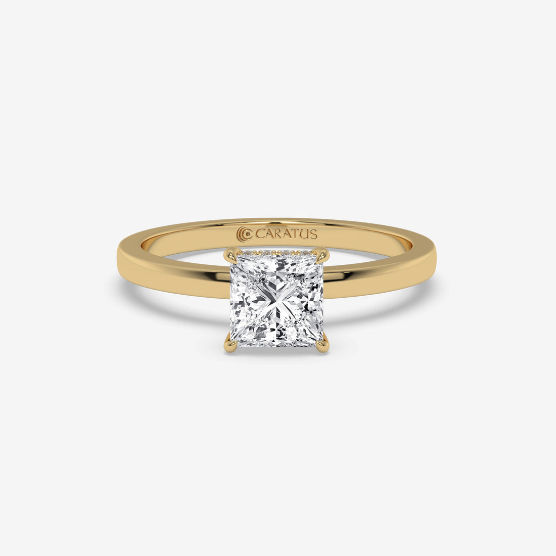Rose Gold Princess-Cut Diamond Ring with Round Diamond