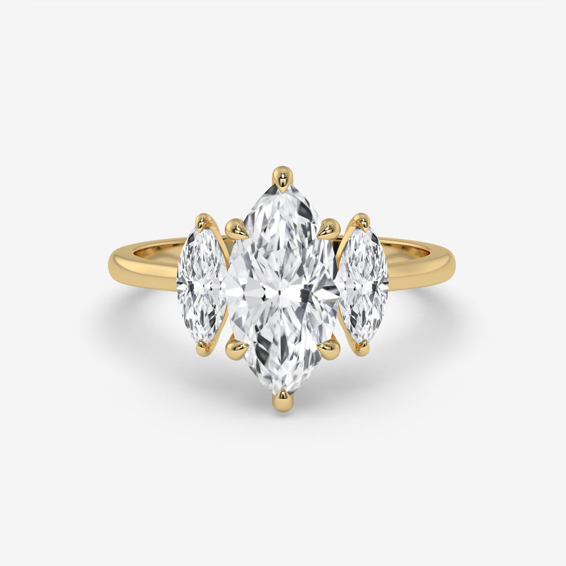 1.50 CT Yellow Gold Marquise Diamond Engagement Ring with Side Stones