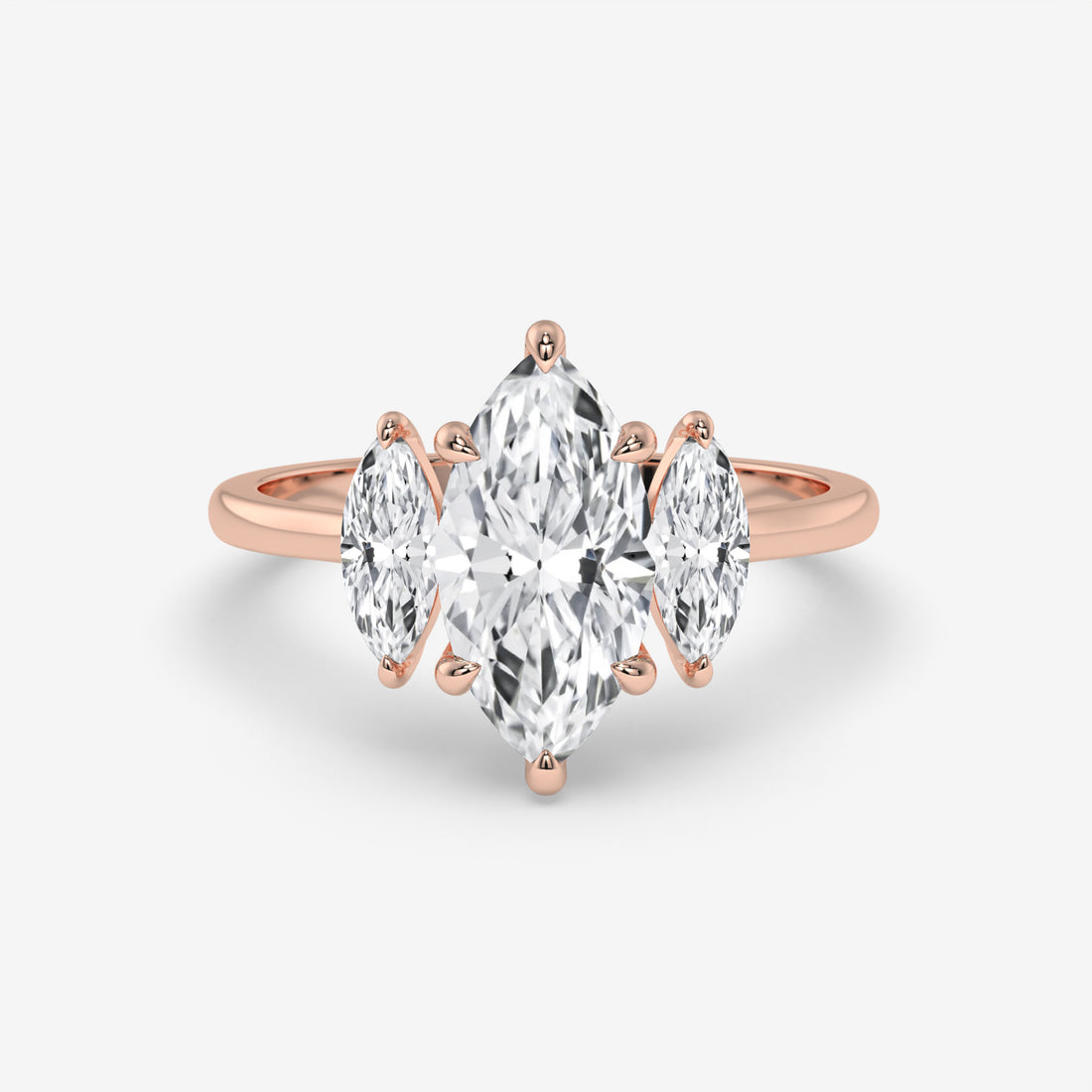 1.50 CT Yellow Gold Marquise Diamond Engagement Ring with Side Stones