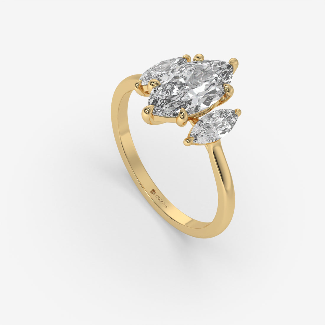 1.50 CT Yellow Gold Marquise Diamond Engagement Ring with Side Stones
