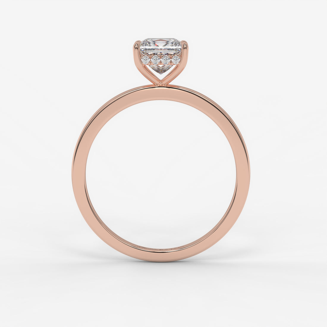 Rose Gold Princess-Cut Diamond Ring with Round Diamond