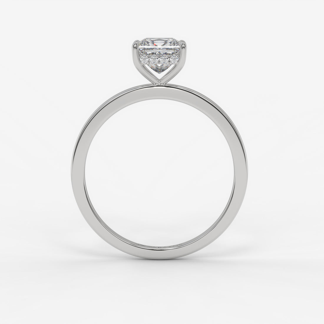 White Gold Princess-Cut Diamond Ring with Round Diamond