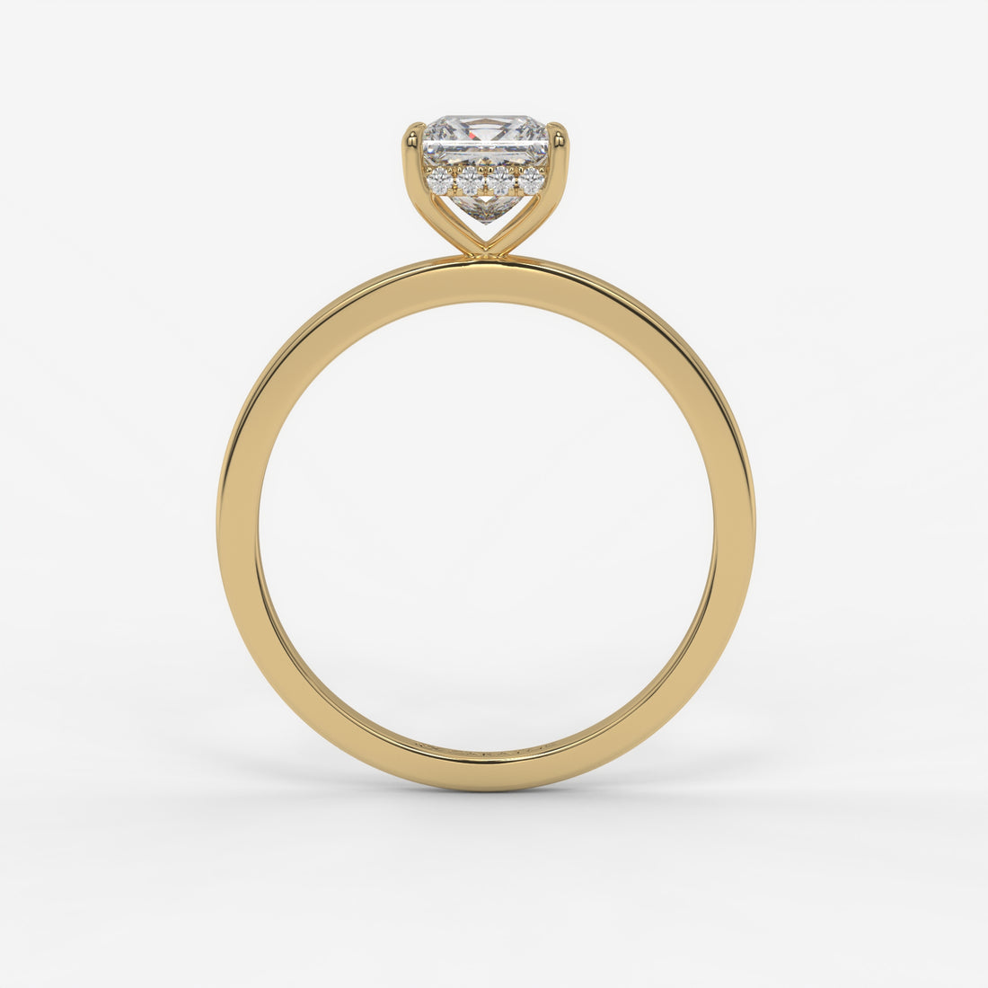 Yellow Gold Princess-Cut Diamond Ring with Round Diamond