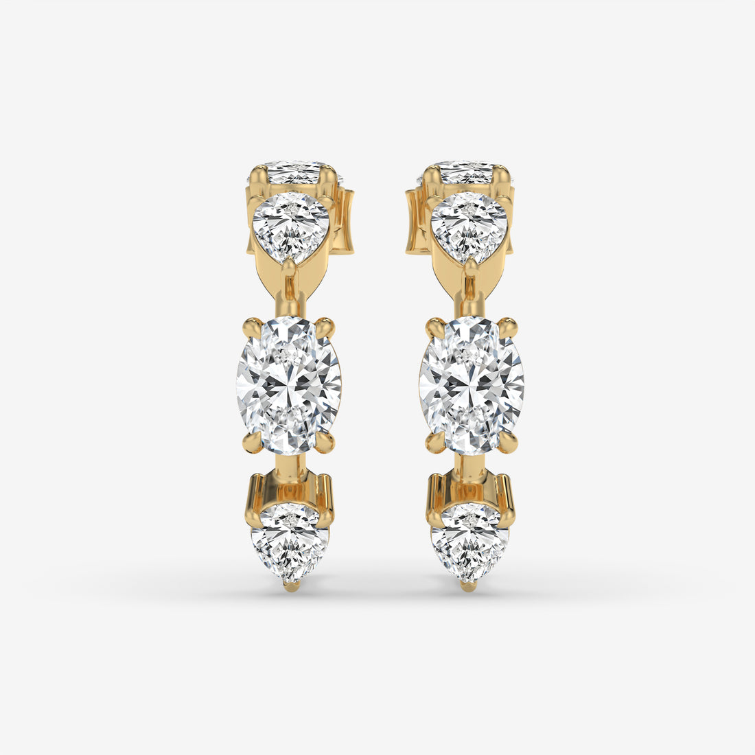 Vertical Diamond White Gold Earrings