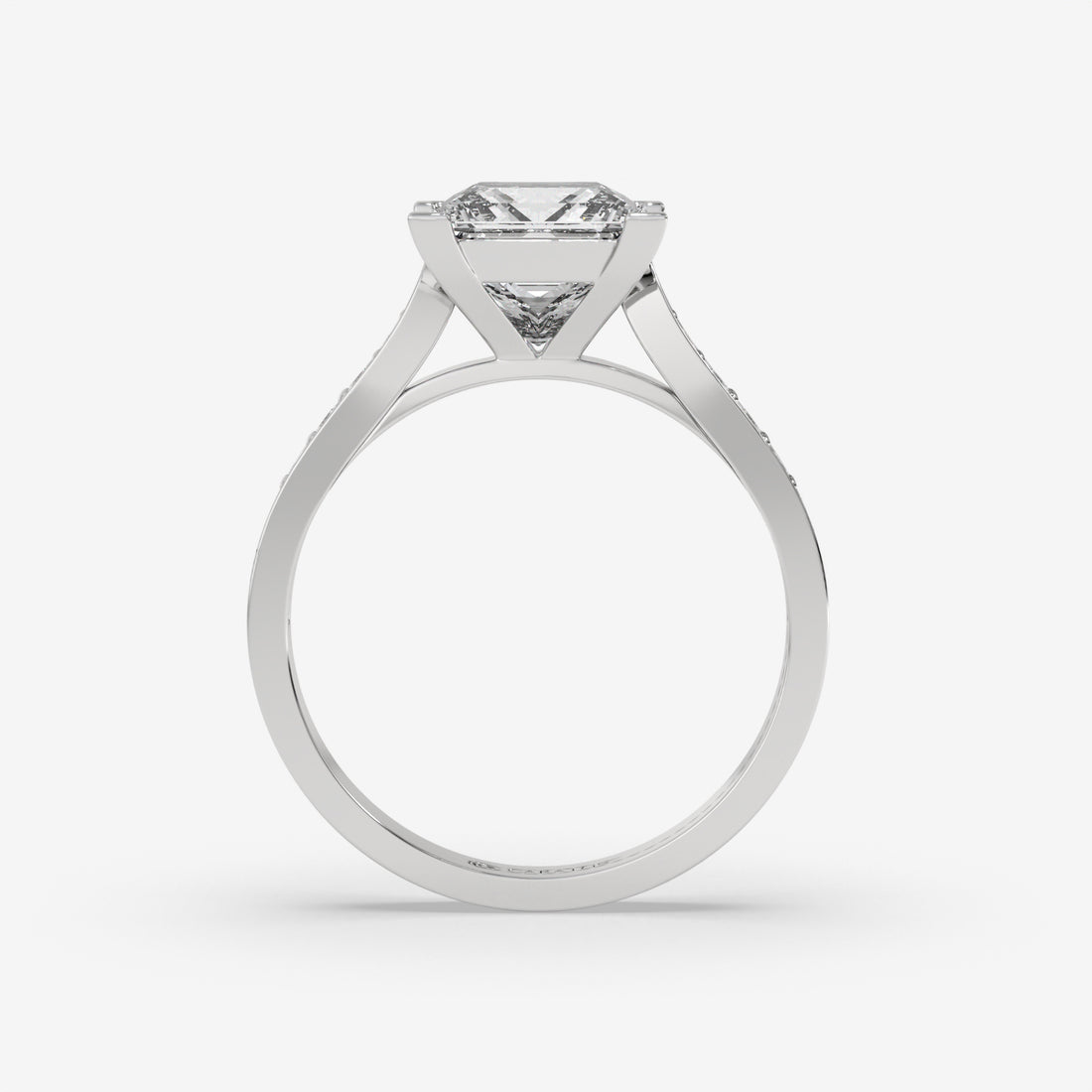 2.50 CT White Gold Princess-Cut Engagement Ring with Round Side Stones