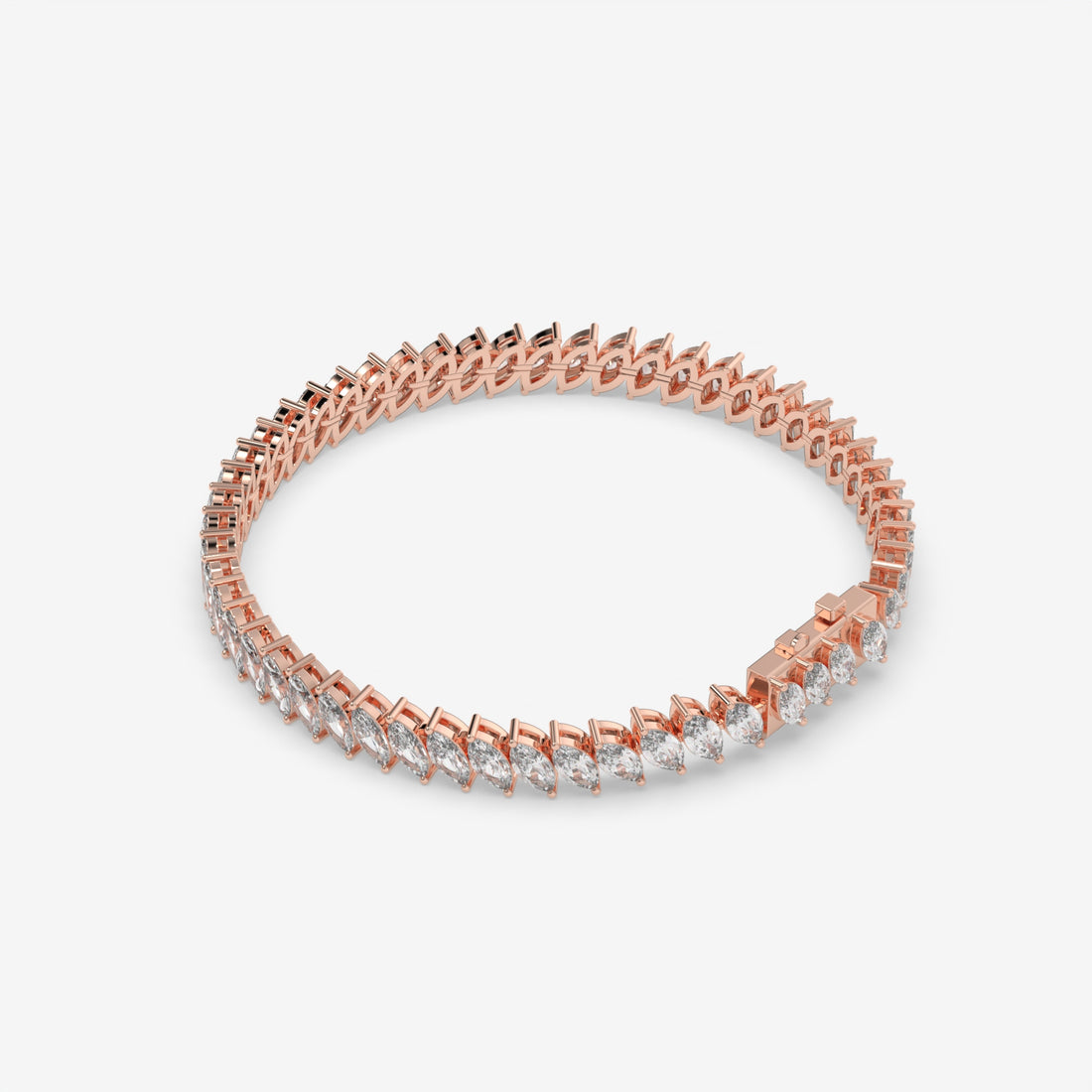 14 CT Radiant Diamond Rose Gold Tennis Bracelet
