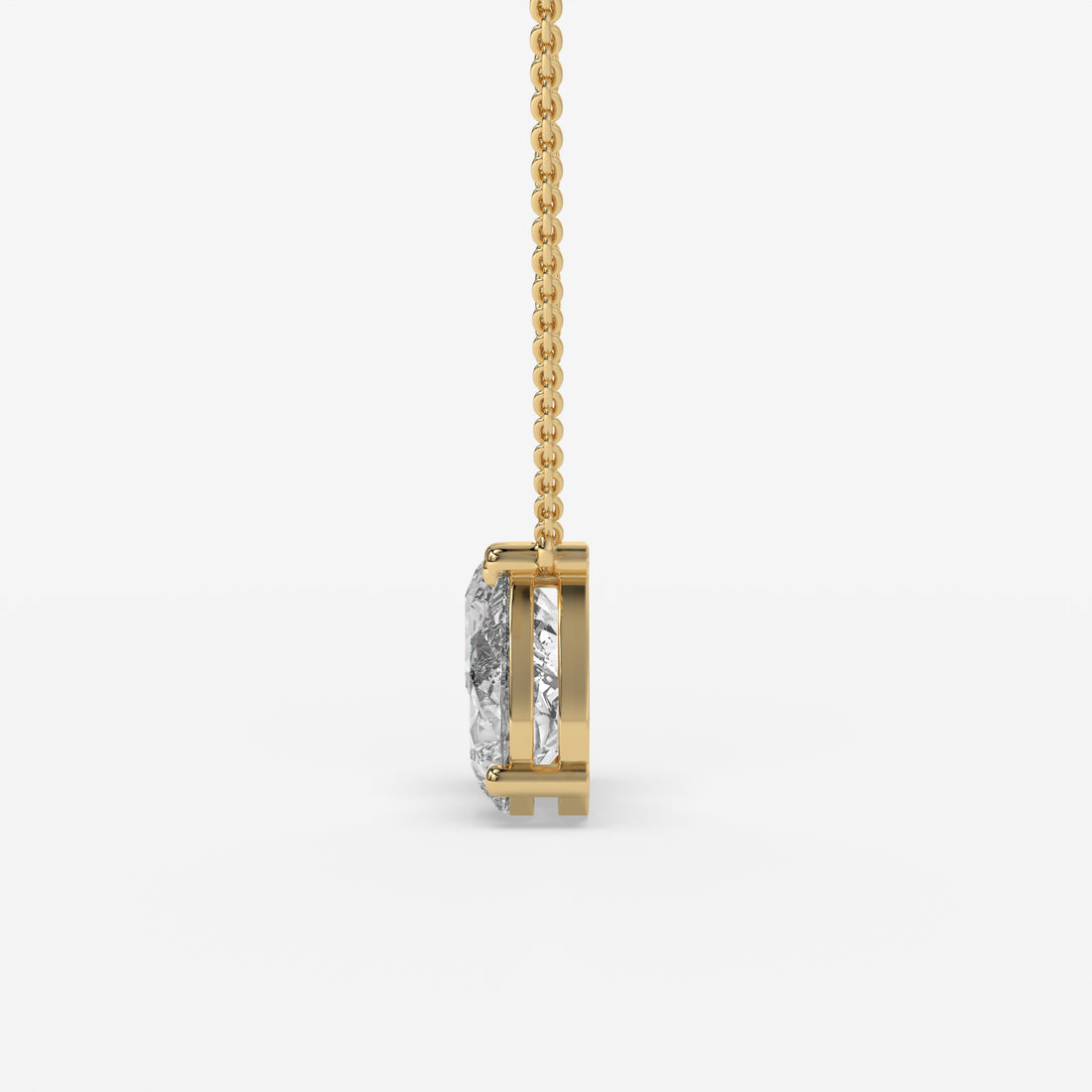 Pear and Round Duet Pendant in Yellow Gold