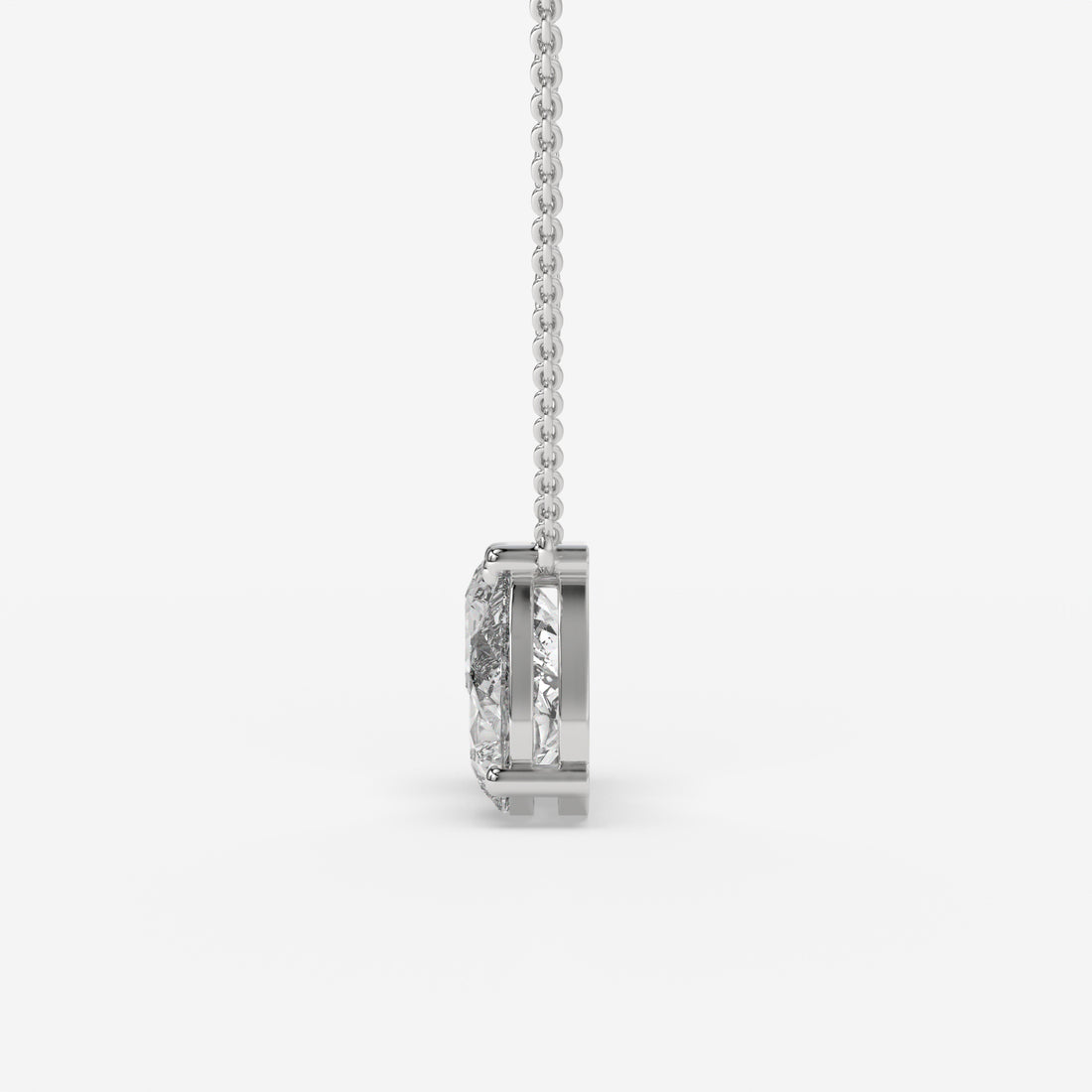 Pear and Round Duet Pendant in White Gold