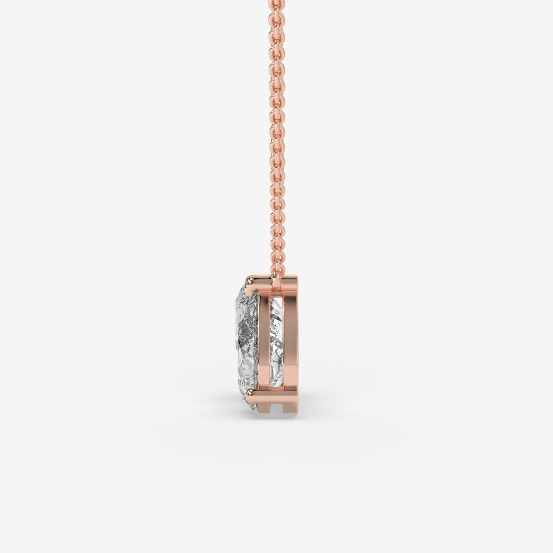 Pear and Round Duet Pendant in Rose Gold