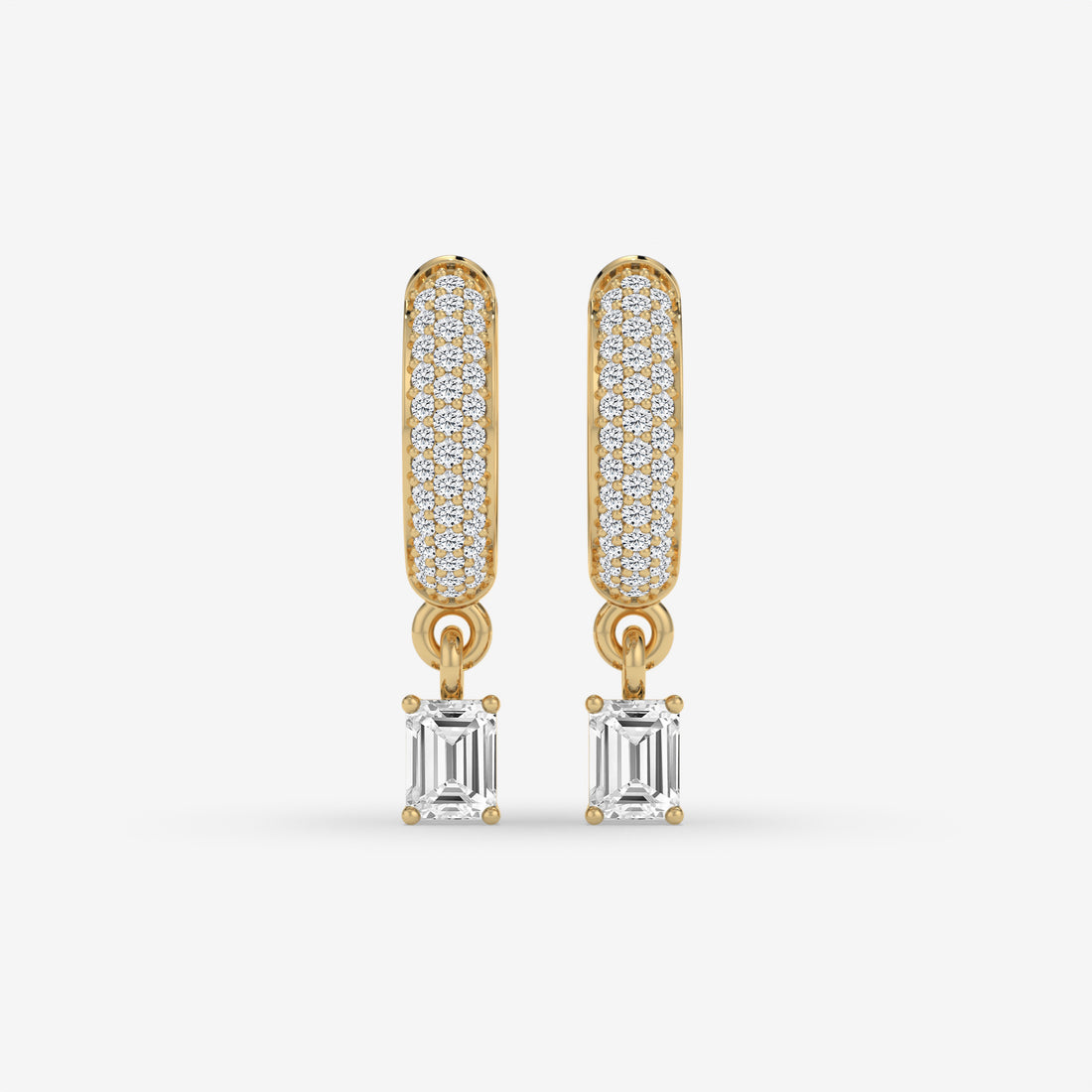 Emerald-Cut Diamond Hoop Earrings in Rose Gold