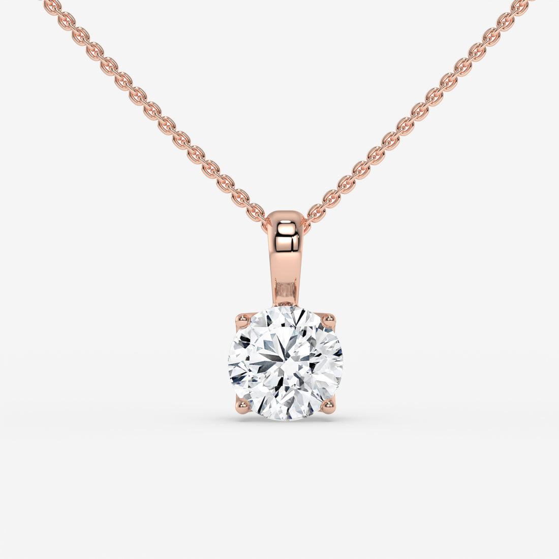 Solitaire White Gold Diamond Pendant with 1.00 CT Round Diamond