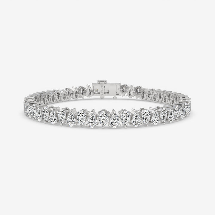 Pear-Shaped Diamond Tennis Bracelet in White Gold