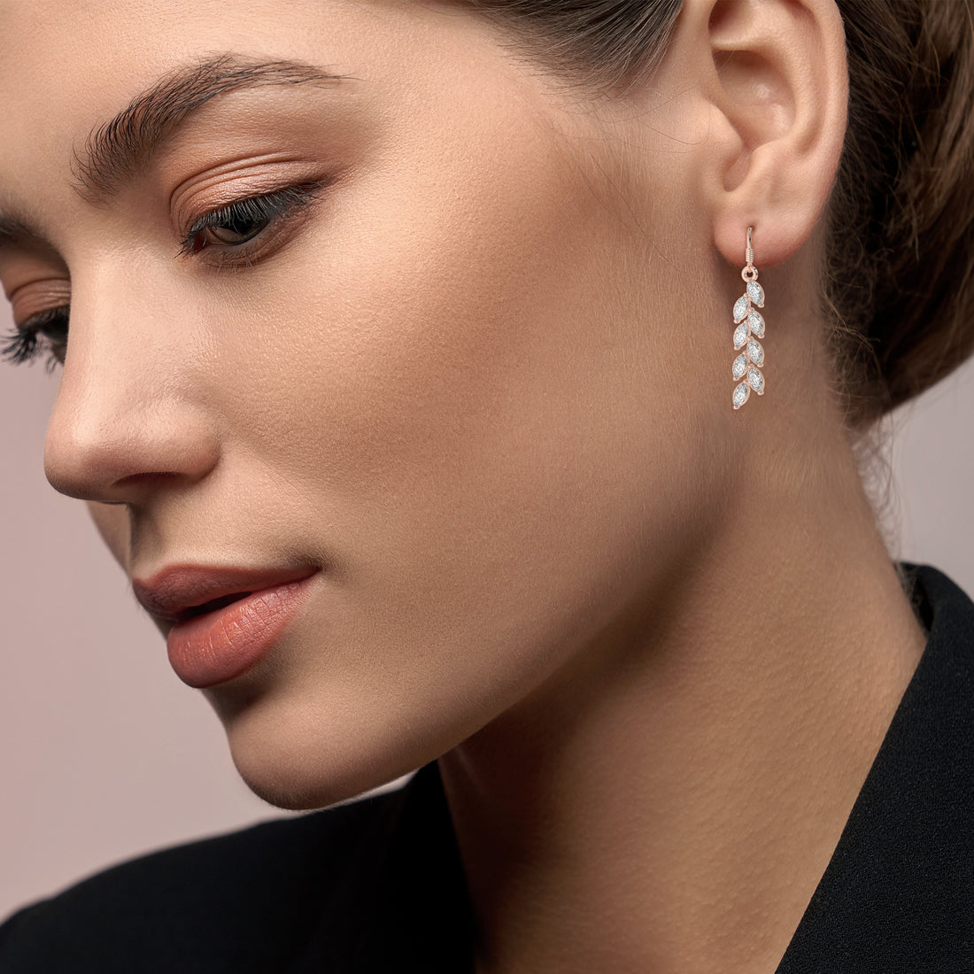 Rose Gold Drop Earrings with Cascading Marquise Diamonds