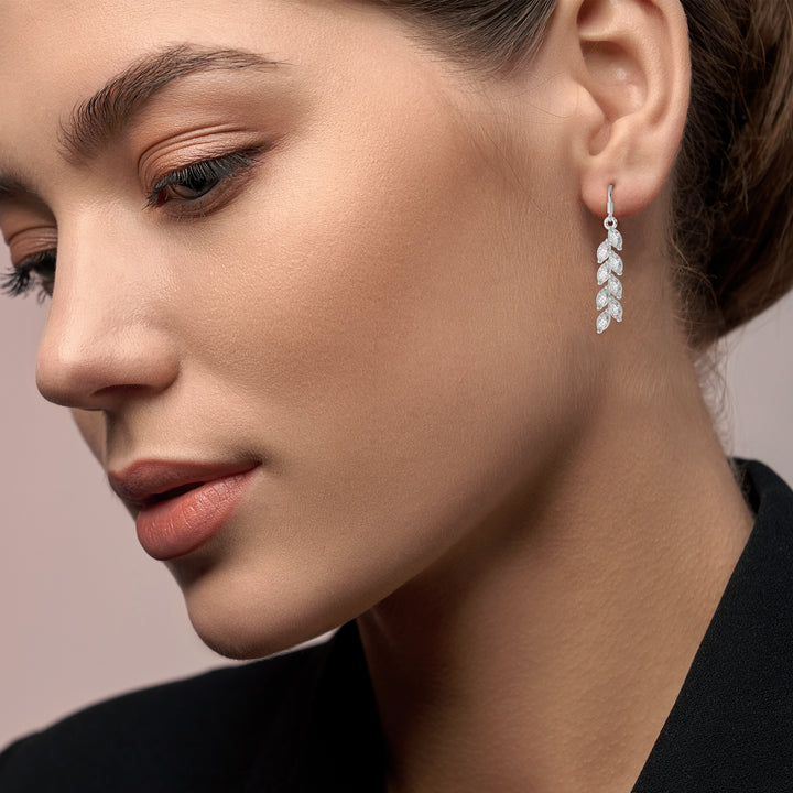 White Gold Drop Earrings with Cascading Marquise Diamonds